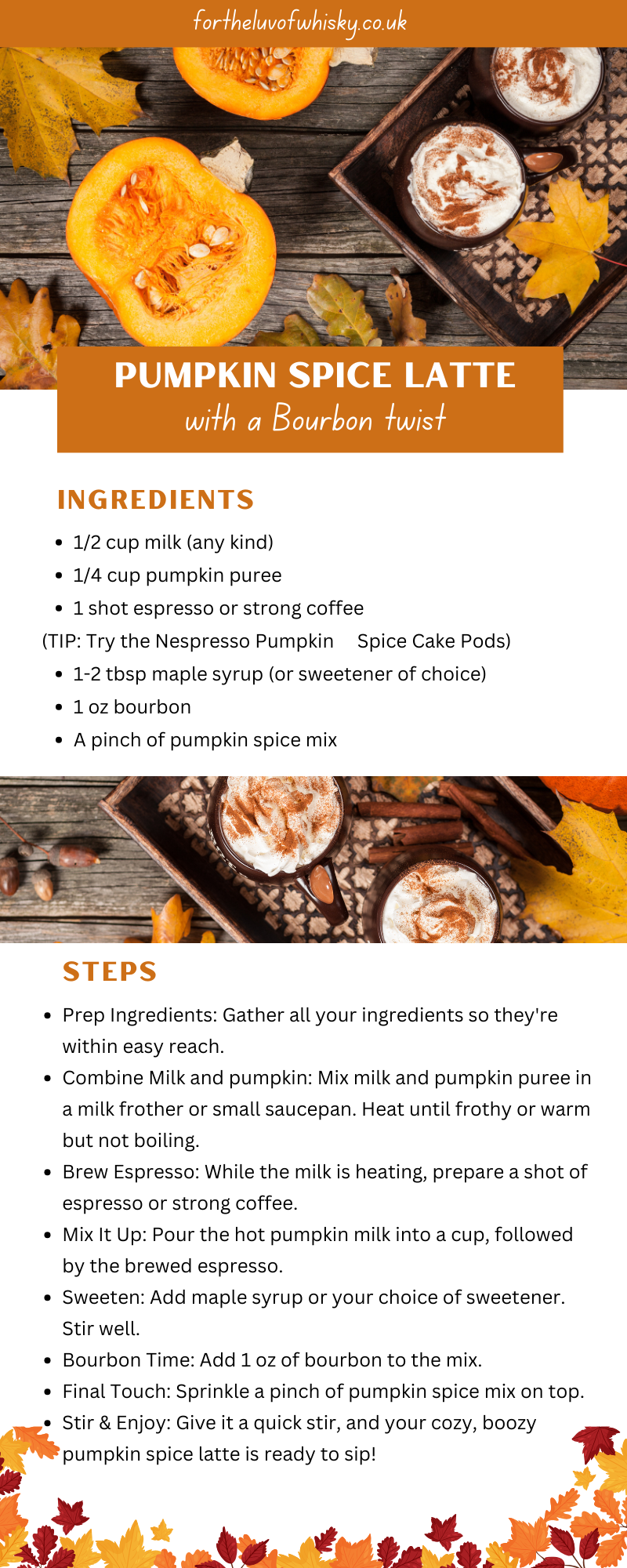 Pumpkin Spice Latte Cocktail Recipe Card